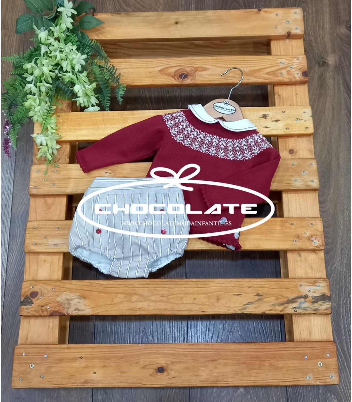 Conjunto para bebé niño de jubón burdeos y ranita de Granlei | Conj...