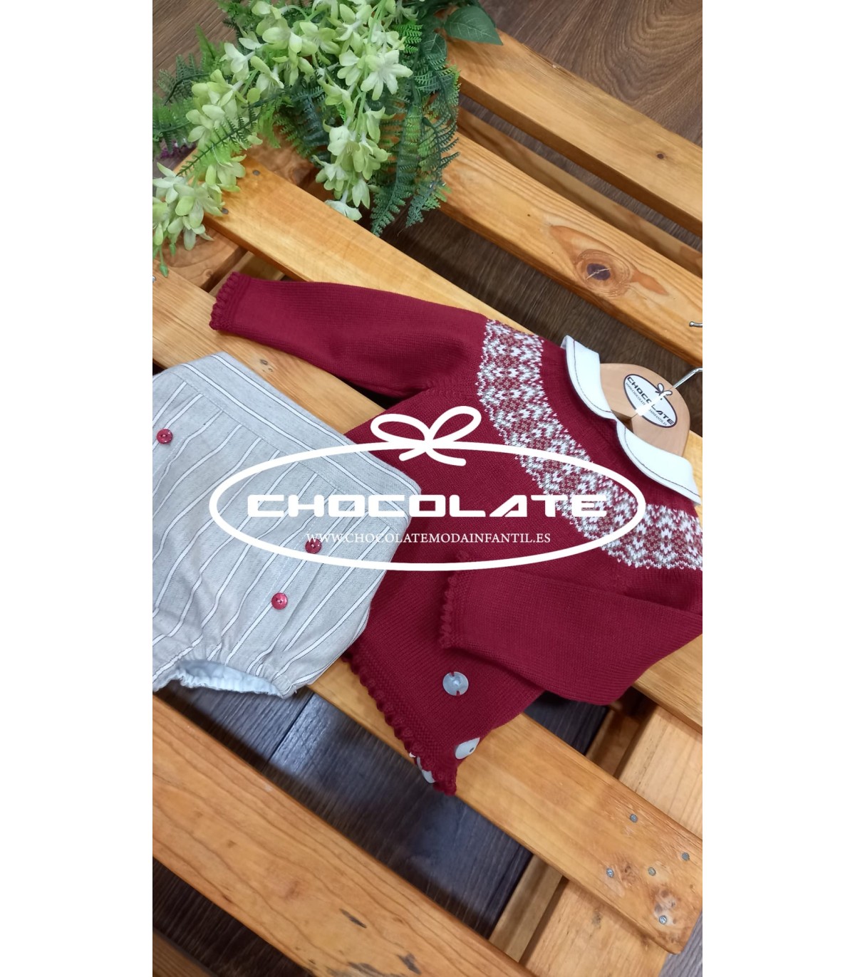 Conjunto para bebé niño de jubón burdeos y ranita de Granlei | Conj...