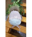 Gorro rosa empolvado con pompón natural de Granlei para bebé niña