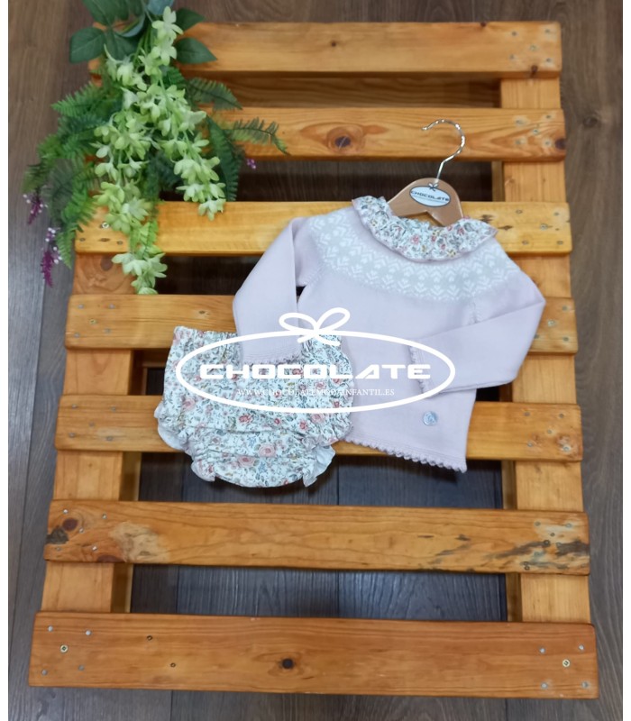 Conjunto bebé niña formado por jubón y ranita flores de Granlei | C...