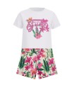 Conjunto sport para niña de Guess con estampado de flores fucsia