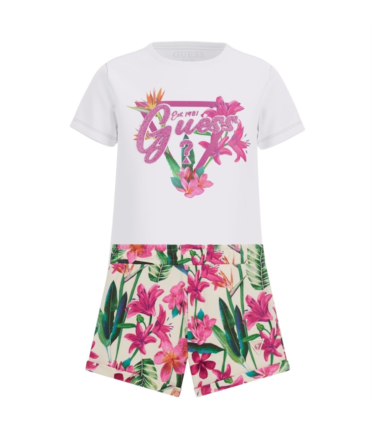 Conjunto sport para niña de Guess con estampado de flores fucsia | ...