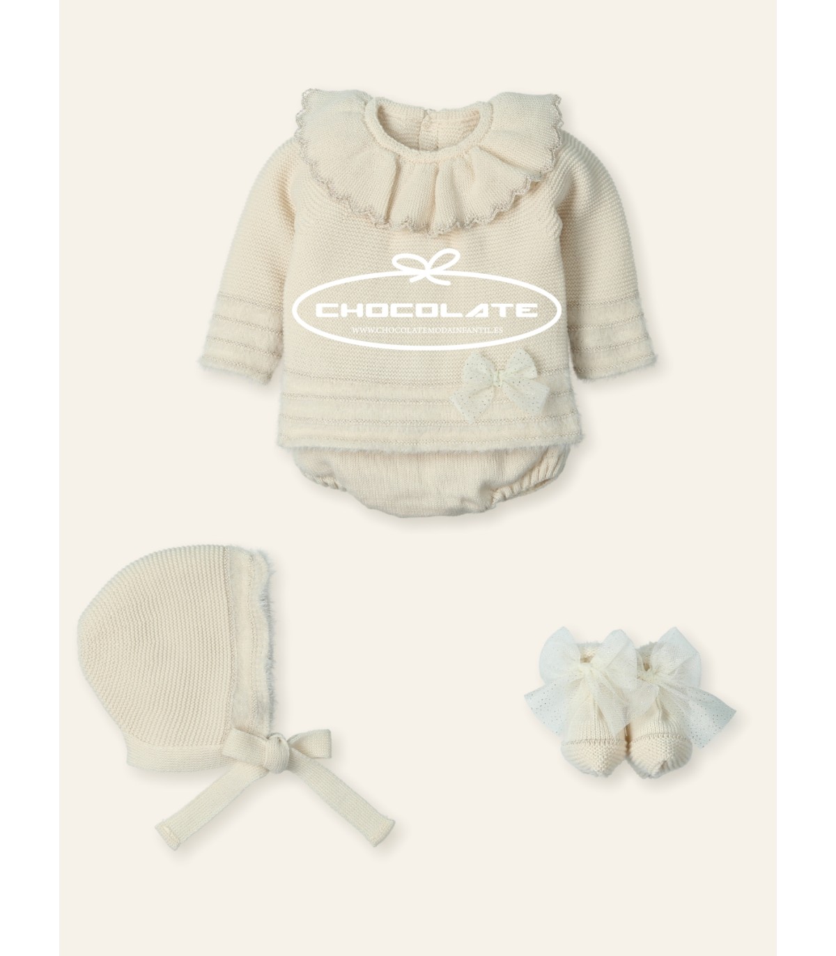 Conjunto de punto color natural de Mac ilusión para bebé | Precioso...