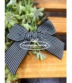 Pinza lazada para niña en rayas negro y blanco