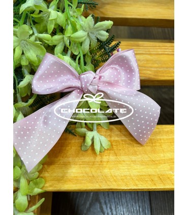 Pinza con lazada color rosa con topitos blancos | Preciosa pinza pa...