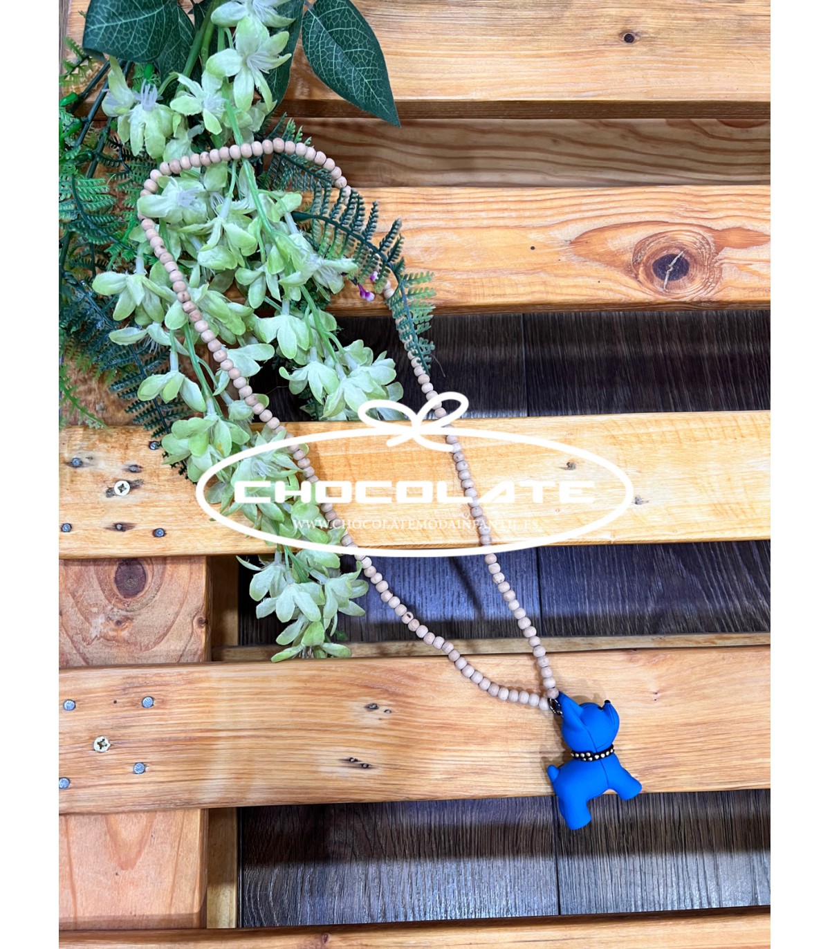 Collar para niña de bolas y colgante de perro azul | Precisos colla...