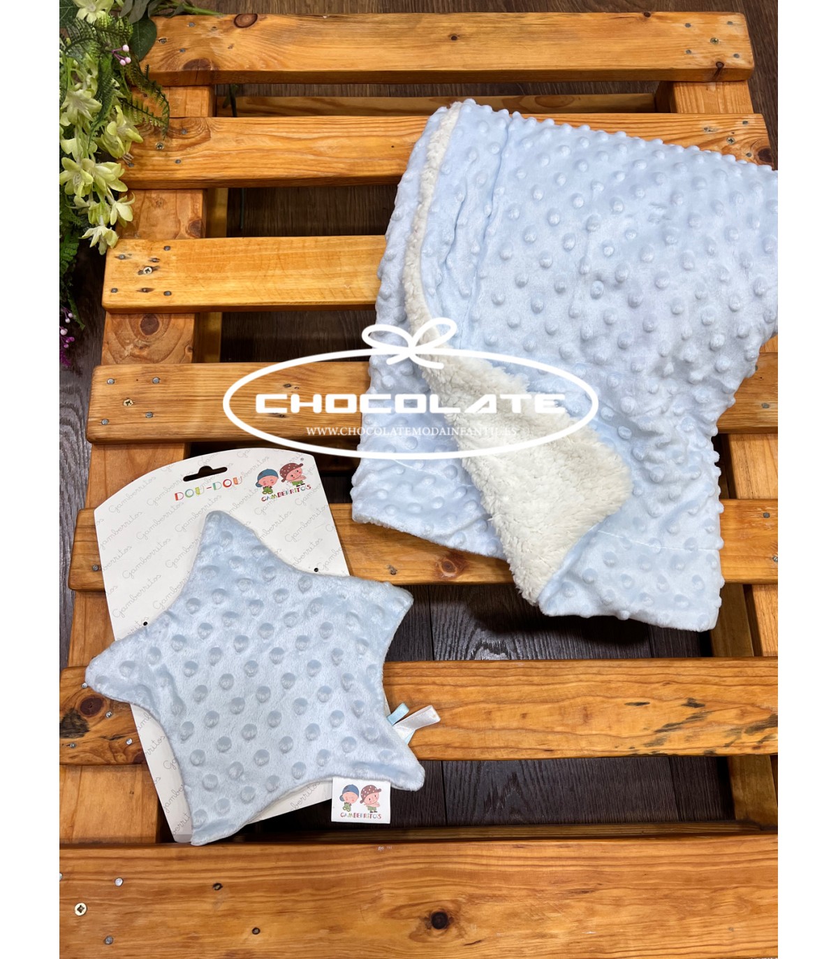 Manta para bebé color azul con borreguito interior | Manta para beb...