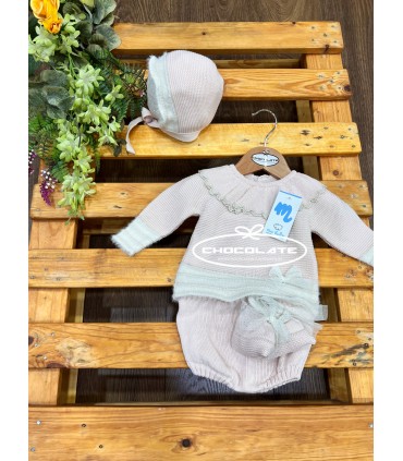 Conjunto de punto rosa nude para bebé niña de Mac ilusión | Conjunt...
