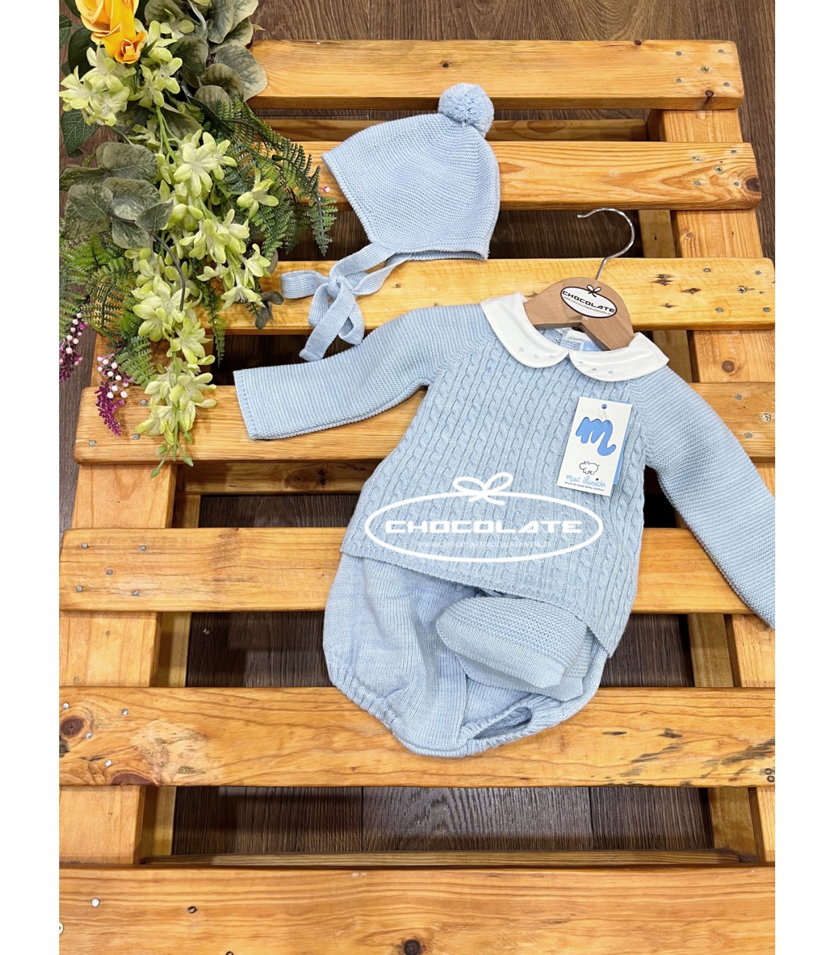 Conjunto de punto para bebé en azul nube de Mac ilusión | Conjunto ...