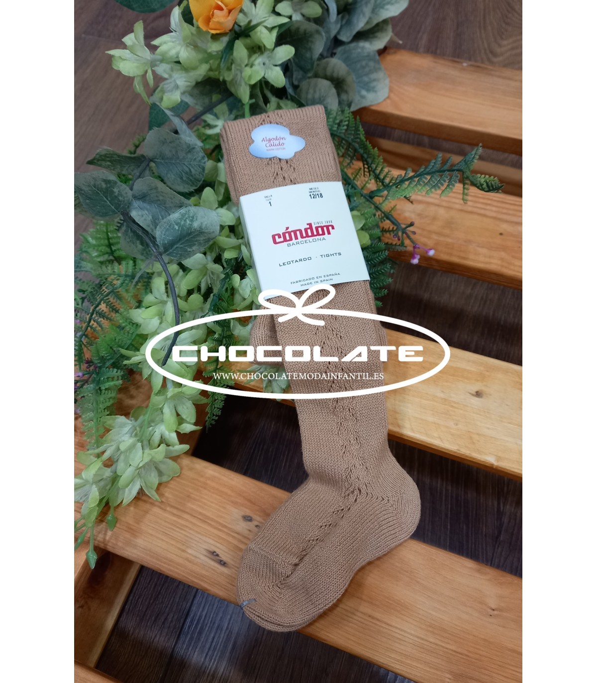 Leotardos camel cálidos calados de Condor | Leotardos de algodón cá...