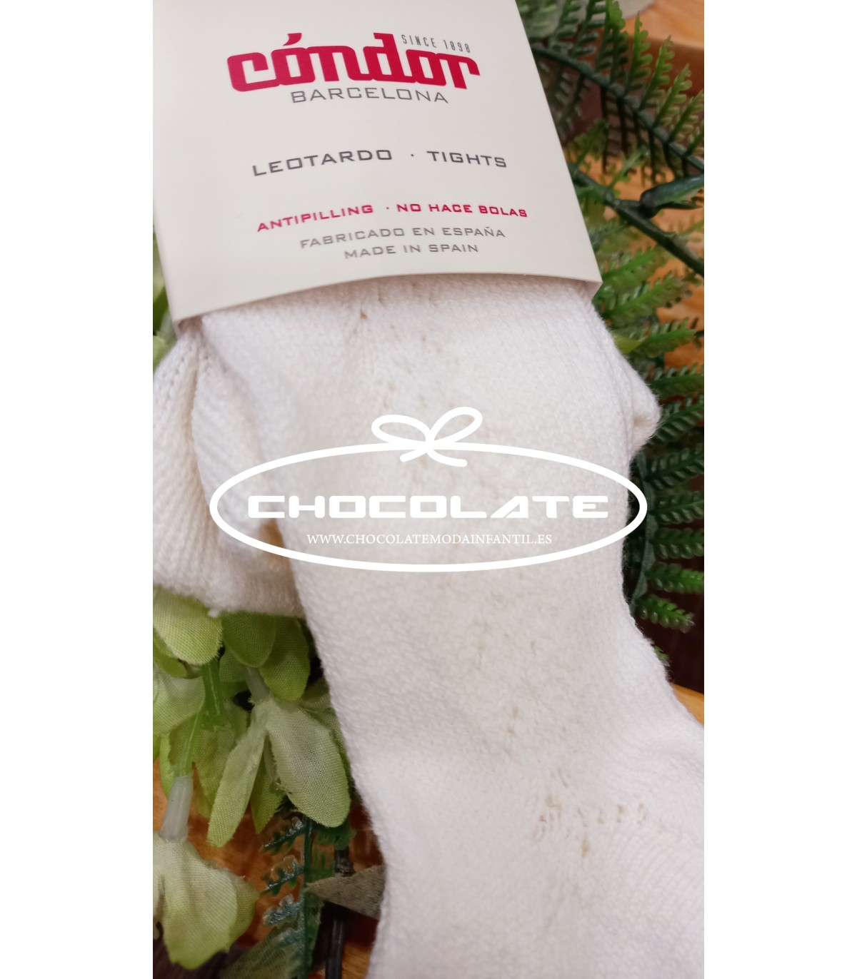 Leotardos cálidos calados de algodón color cava de Condor | Leotard...