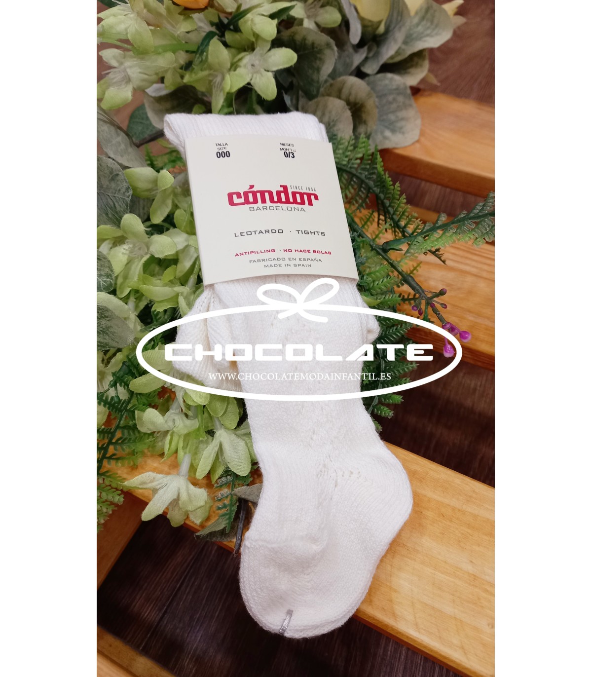 Leotardos cálidos calados de algodón color cava de Condor | Leotard...