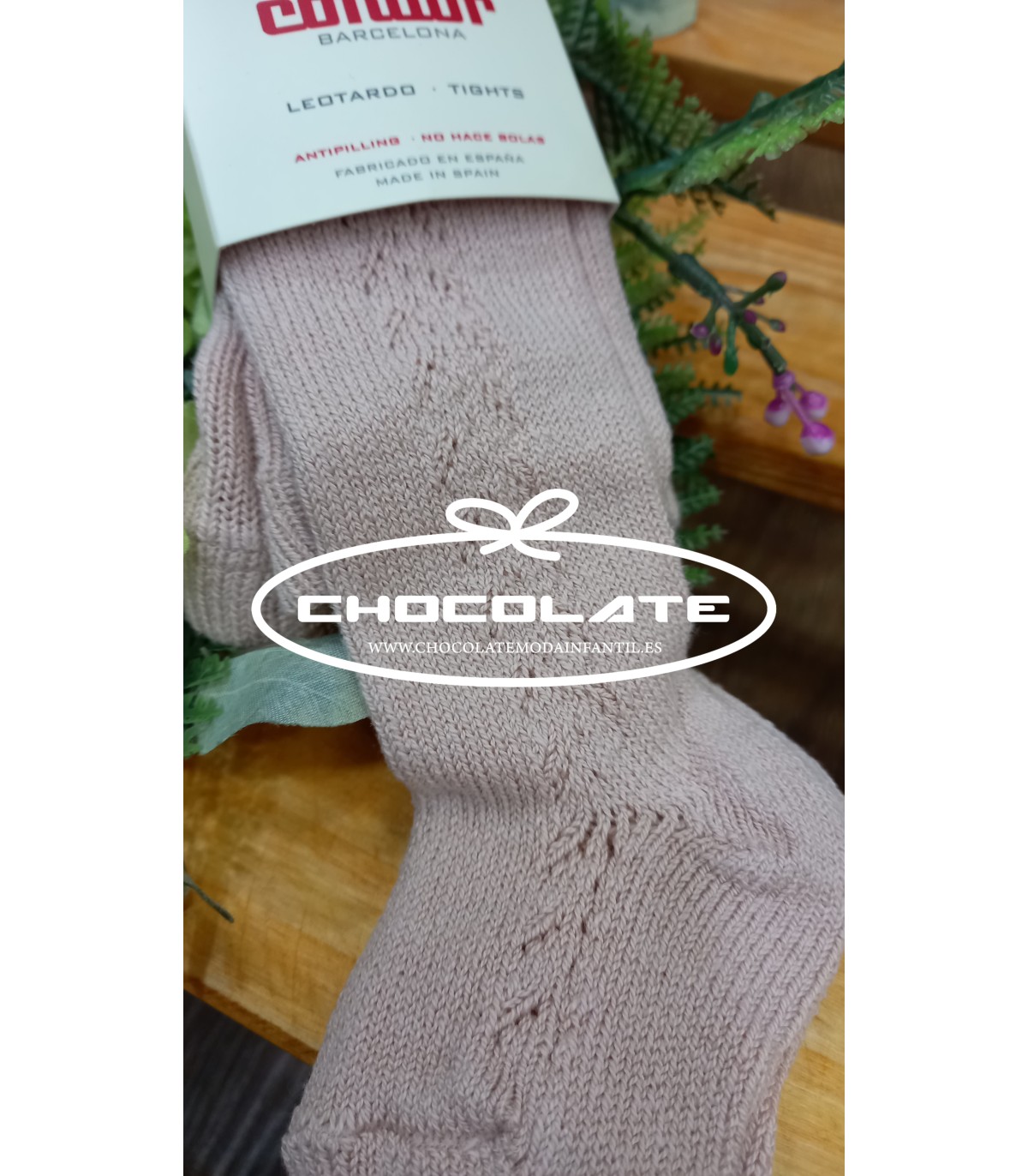 Leotardos rosa empolvado cálidos calados de Condor | Leotardos cáli...