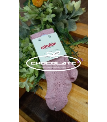 Leotardos rosa palo cálidos calados de Condor | Leotardos cálidos c...