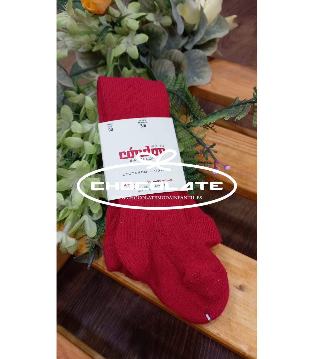 Leotardos rojos cálidos calados de Condor | Leotardos cálidos calad...