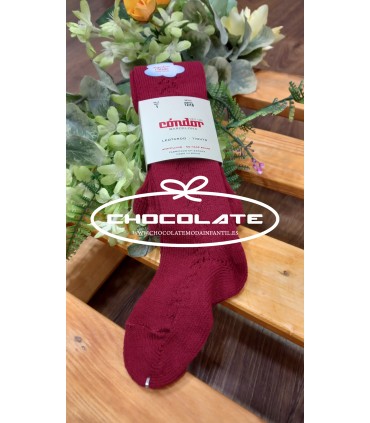 Leotardos burdeos de Condor | Leotardos cálidos calados en color bu...