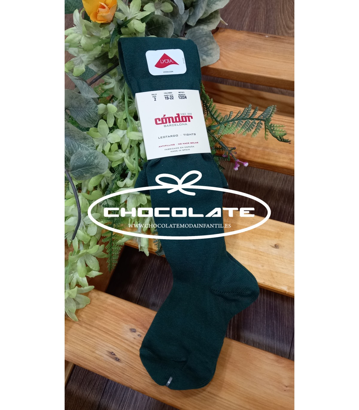 Leotardos verde botella de Condor | Leotardo liso color verde botel...