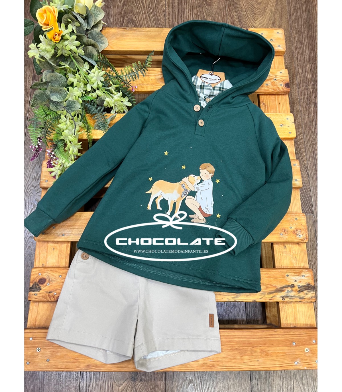 Camisa niño cuadros verdes de Mon Petit Bonbon | Camisa para niño d...