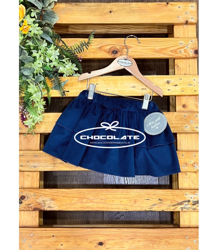 Falda de pana azul de Mon Petit Bombon | Falda pantalón para niña e...