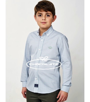 Camisa cuadro vichy gris y verde de Spagnolo para niño | Camisa de ...