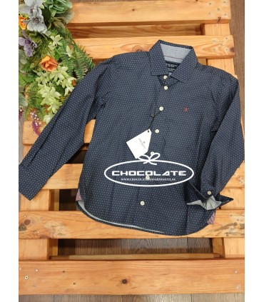 Camisa Hackett para niño | Camisa azul marino con pequeños topos de...