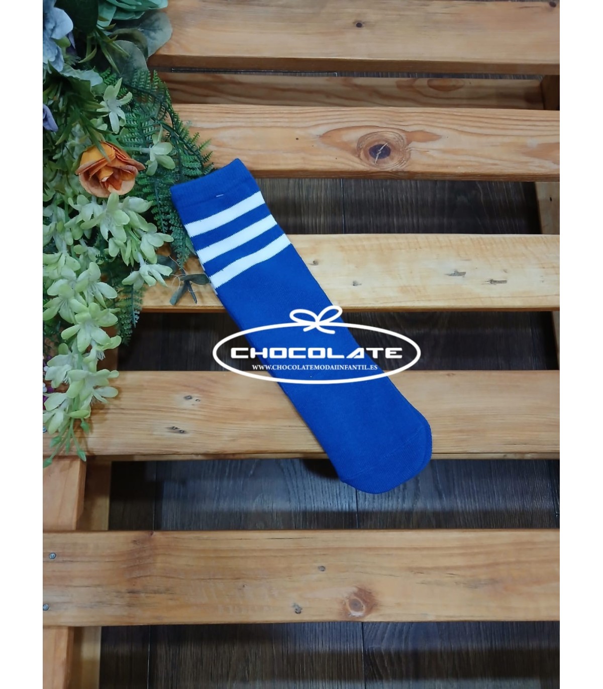 Medias azulonas con rayas blancas | Medias para niña color azulón c...