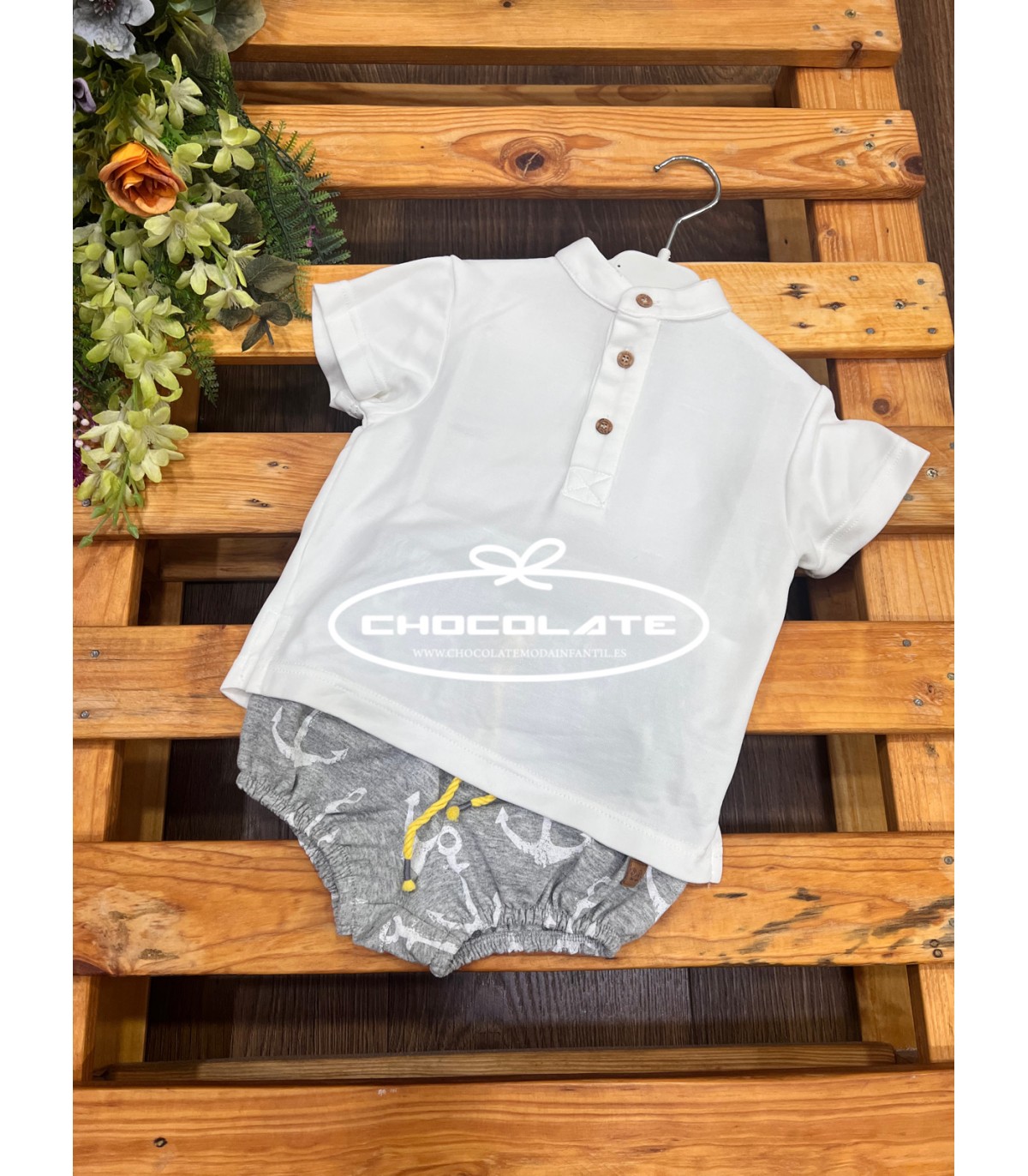 Conjunto bebé niño de polo y ranita anclas de José Varón | Conjunto...