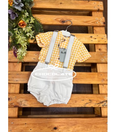 Conjunto niño camisa cuadro vichy y ranita de José Varón | Conjunto...