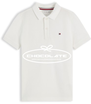 Polo blanco de piqué para niño de Tommy Hilfiger | Polo blanco para...