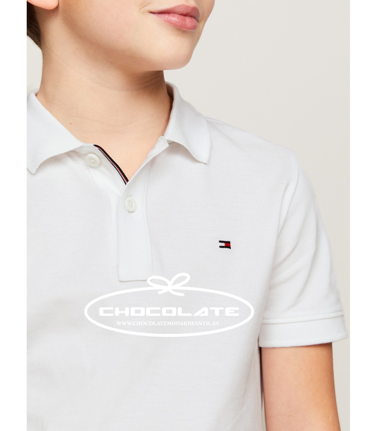Polo blanco de piqué para niño de Tommy Hilfiger | Polo blanco para...