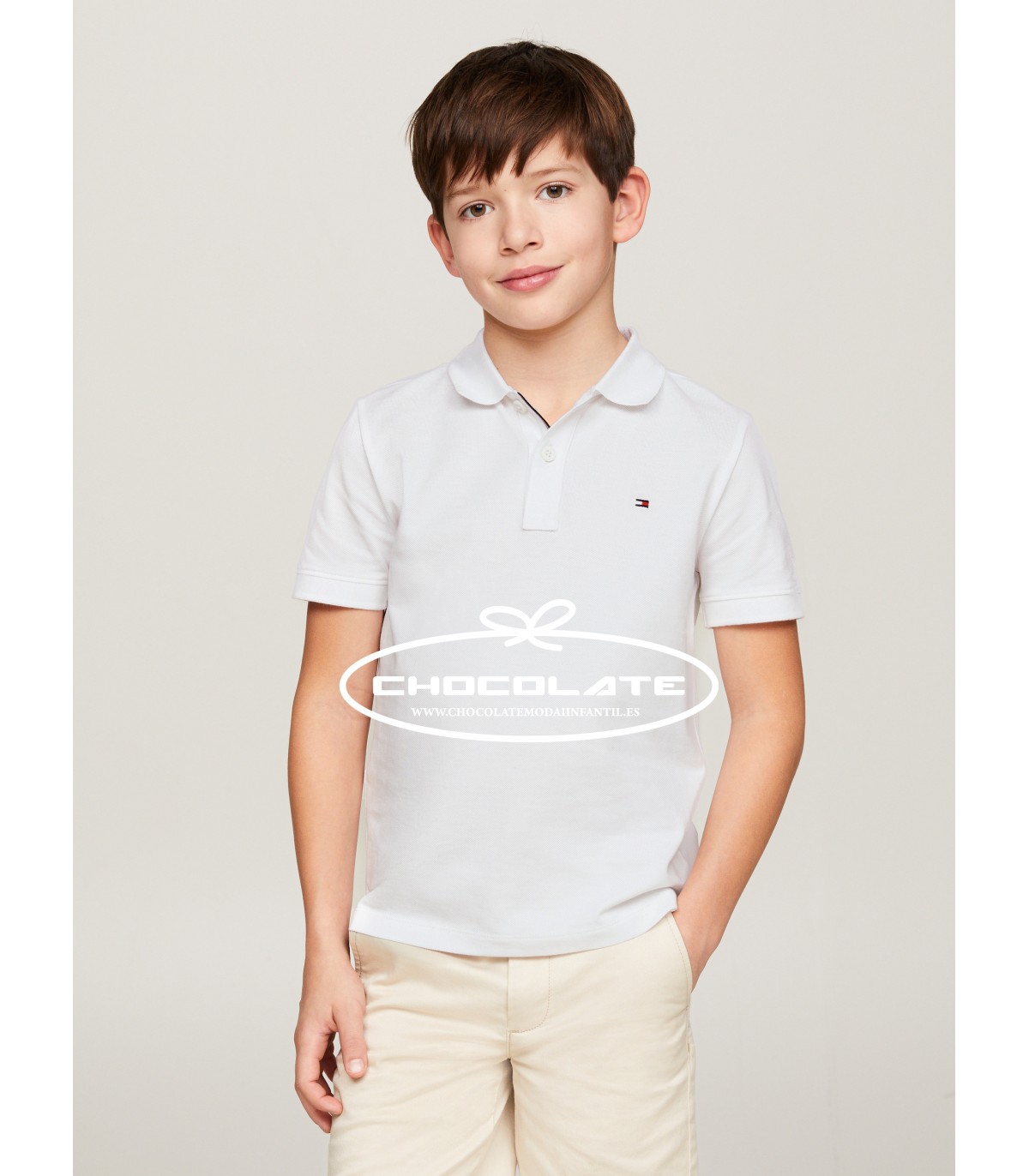 Polo blanco de piqué para niño de Tommy Hilfiger | Polo blanco para...