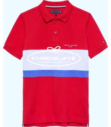 Polo rojo colorblock de Tommy Hilfiger para niño | Polo Tommy Hilfi...