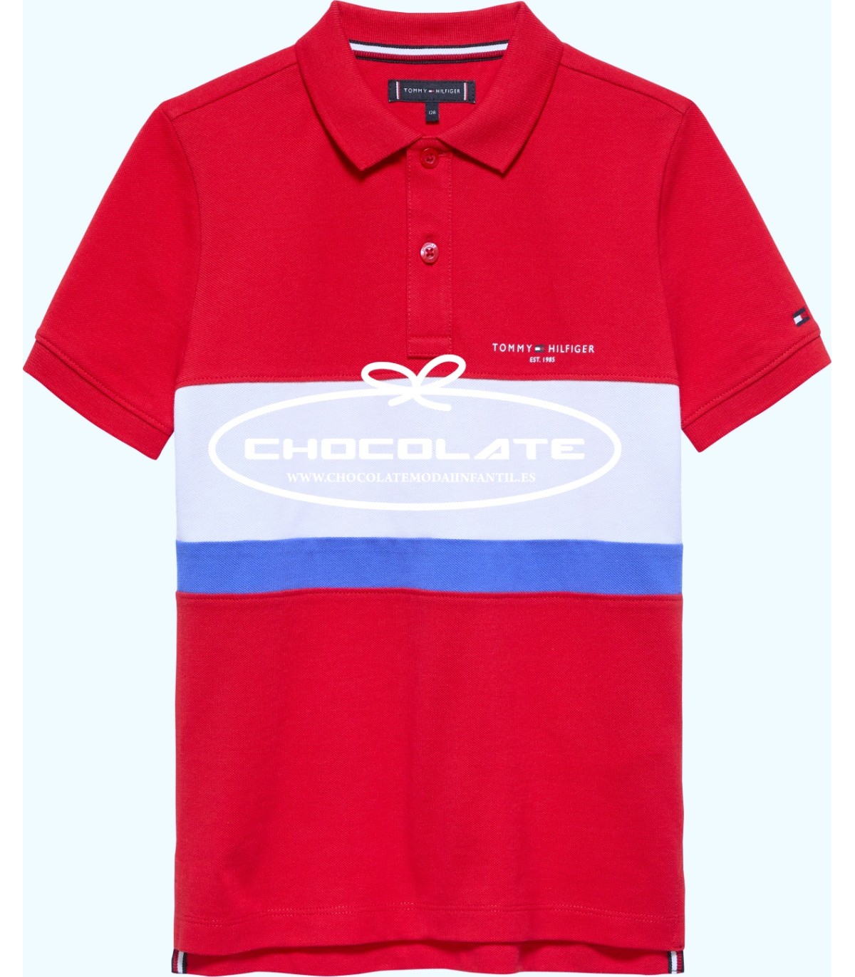 Polo rojo colorblock de Tommy Hilfiger para niño | Polo Tommy Hilfi...