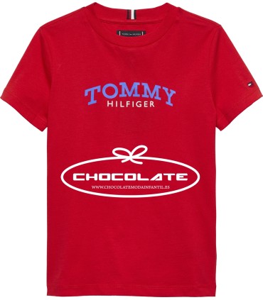 Camiseta roja logo azulón de Tommy Hilfiger para niño | Camiseta ro...