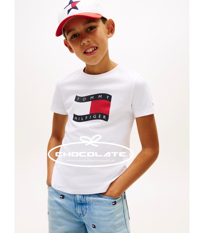 Camiseta niño blanca logo grande de Tommy Hilfiger | Camiseta de To...