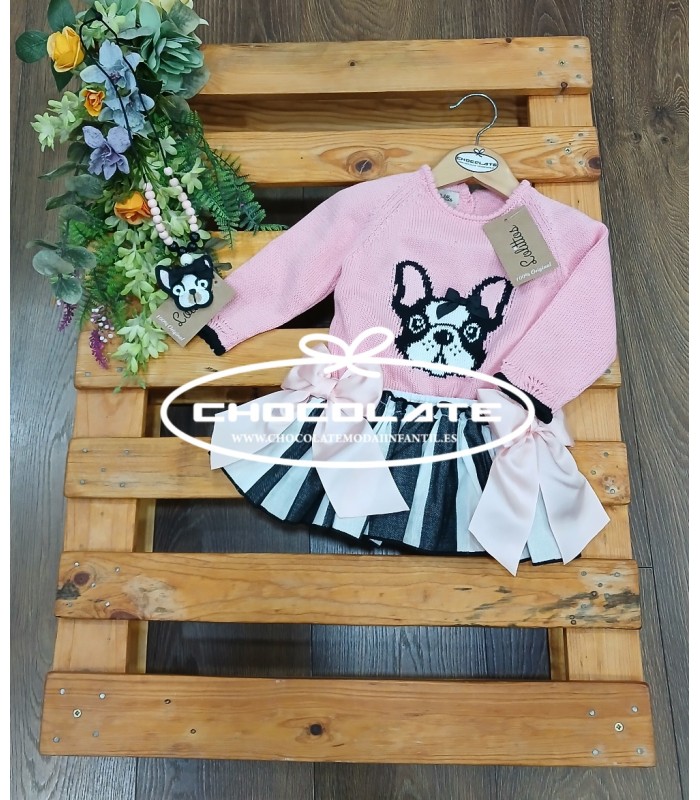 Conjunto niña de jersey y falda con ranita Onix de Lolittos | Conju...