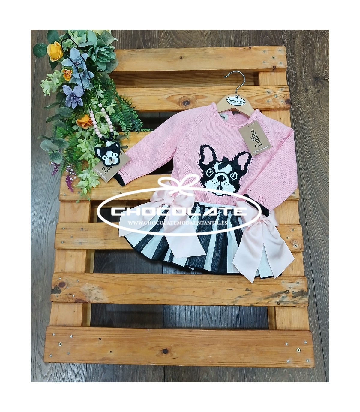 Conjunto niña de jersey y falda con ranita Onix de Lolittos | Conju...