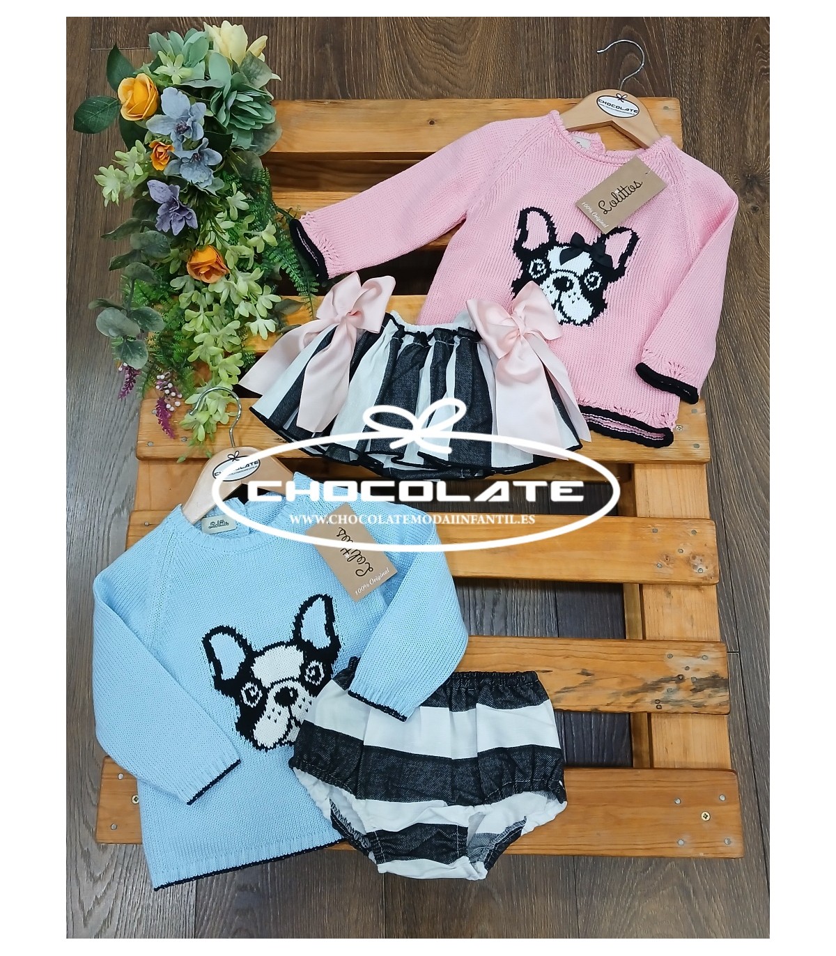 Conjunto niña de jersey y falda con ranita Onix de Lolittos | Conju...