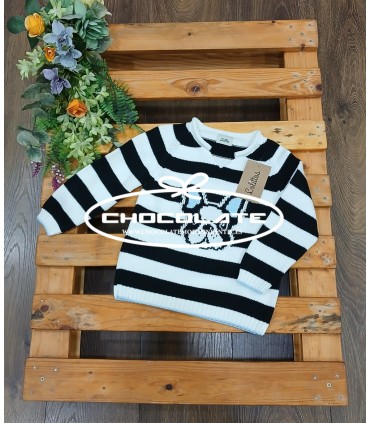 Jersey de rayas para niño con perrito colección Onix de Lolittos | ...