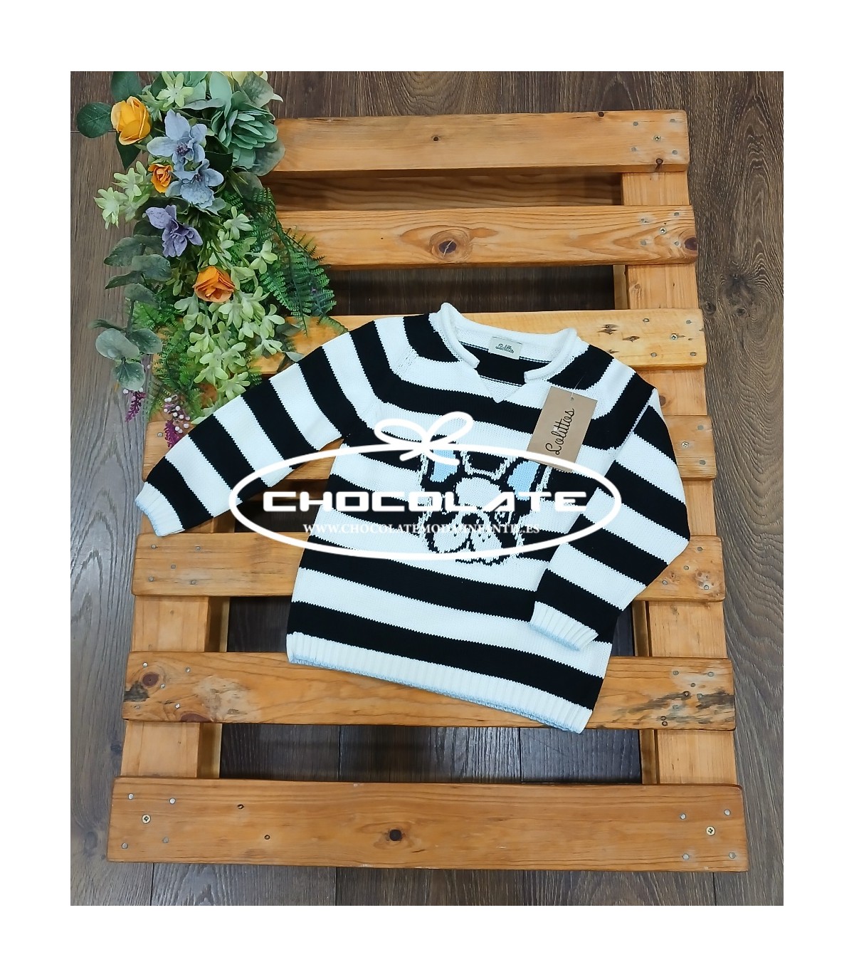 Jersey de rayas para niño con perrito colección Onix de Lolittos | ...