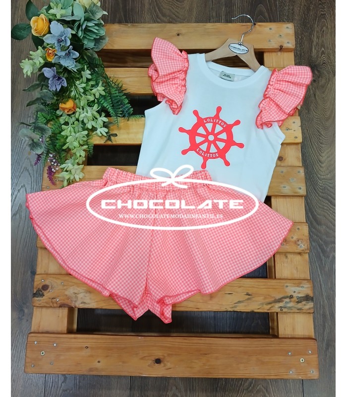 Conjunto de camiseta y falda pantalón Santorini de Lolittos para ni...