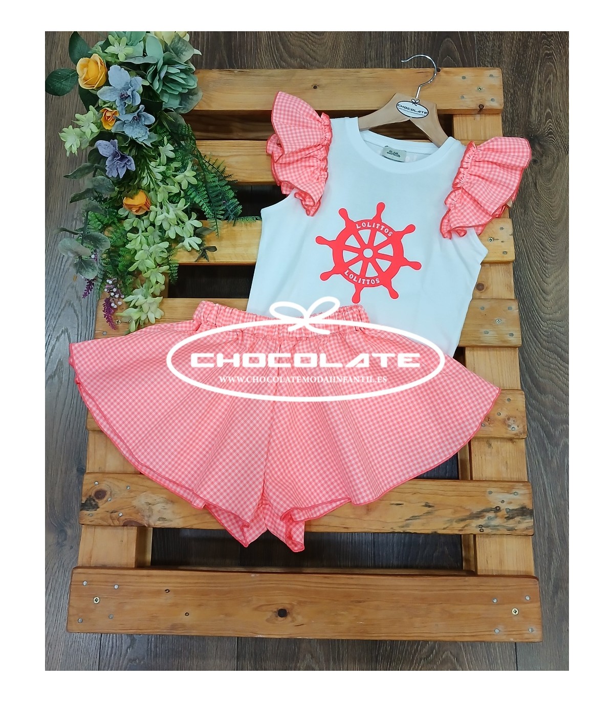 Conjunto de camiseta y falda pantalón Santorini de Lolittos para ni...