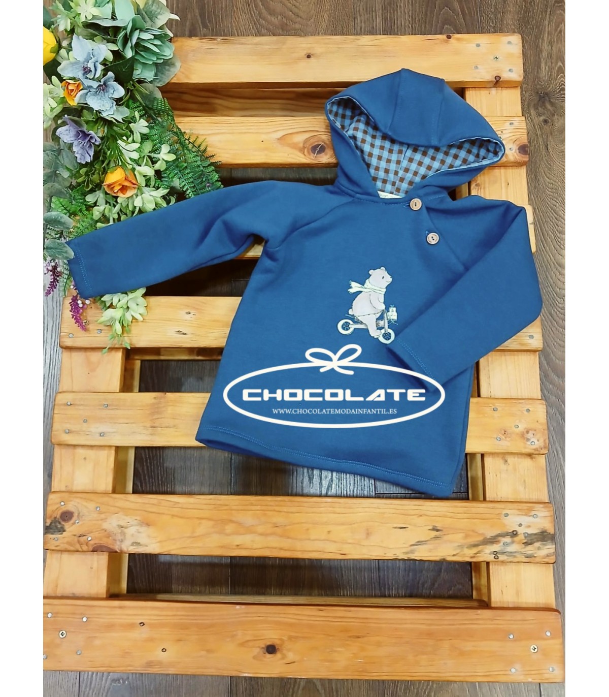 Sudadera niño azul con oso de Valentina bebés | Sudadera de la marc...