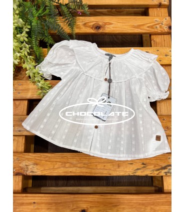 Blusón blanco para niña de José Varón | Bonito blusón blanco para n...