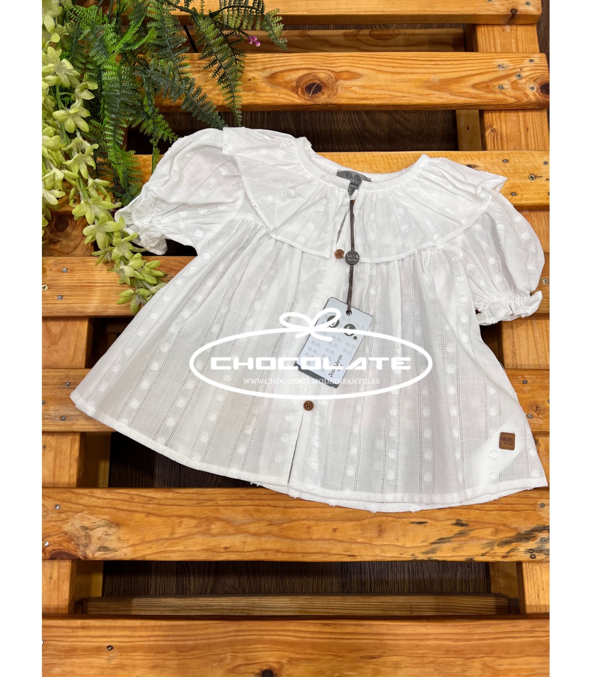 Blusón blanco para niña de José Varón | Bonito blusón blanco para n...