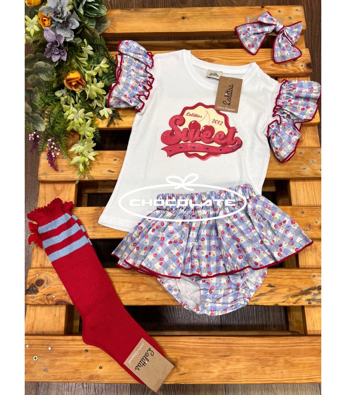 Conjunto camiseta y ranita colección Cherry de Lolittos para niña |...