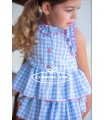 Conjunto niña de camisa y ranita en vichy azul de Pio Pio | Este co...