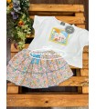 Conjunto niña de camiseta y falda pantalón flor turquesa de Mon Pet...