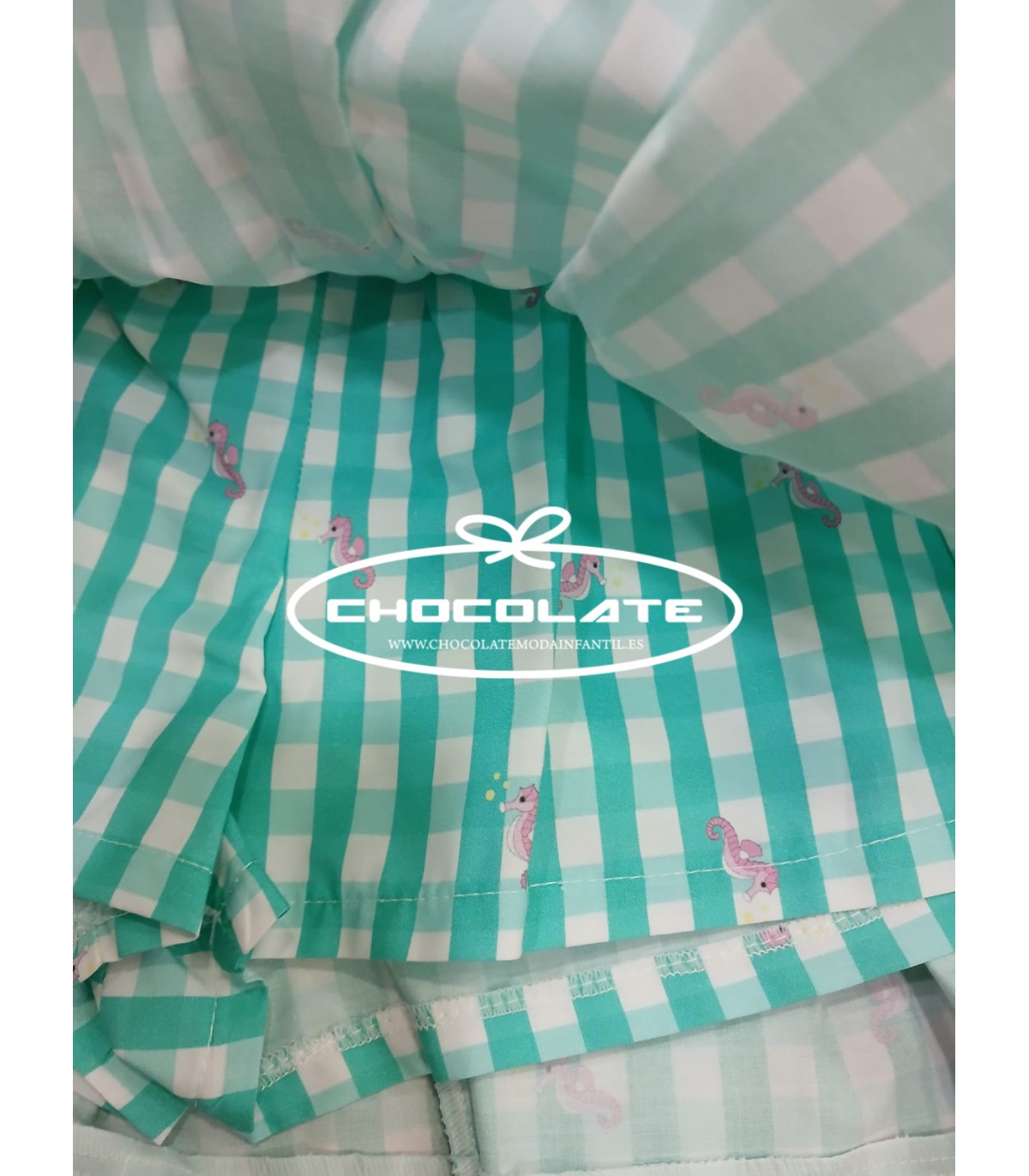 Conjunto niña falda pantalón vichy y camiseta de Mon Petit Bonbon |...