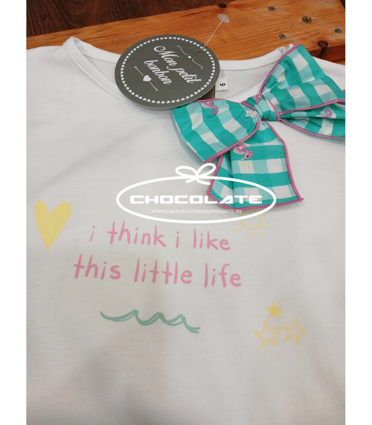 Conjunto niña falda pantalón vichy y camiseta de Mon Petit Bonbon |...